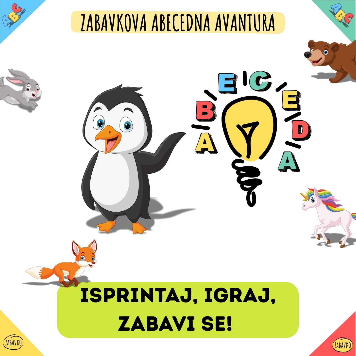 ZABAVKOVA ABECEDNA AVANTURA - Društvena igra za učenje slova kroz igru, pokret i otkrivanje
