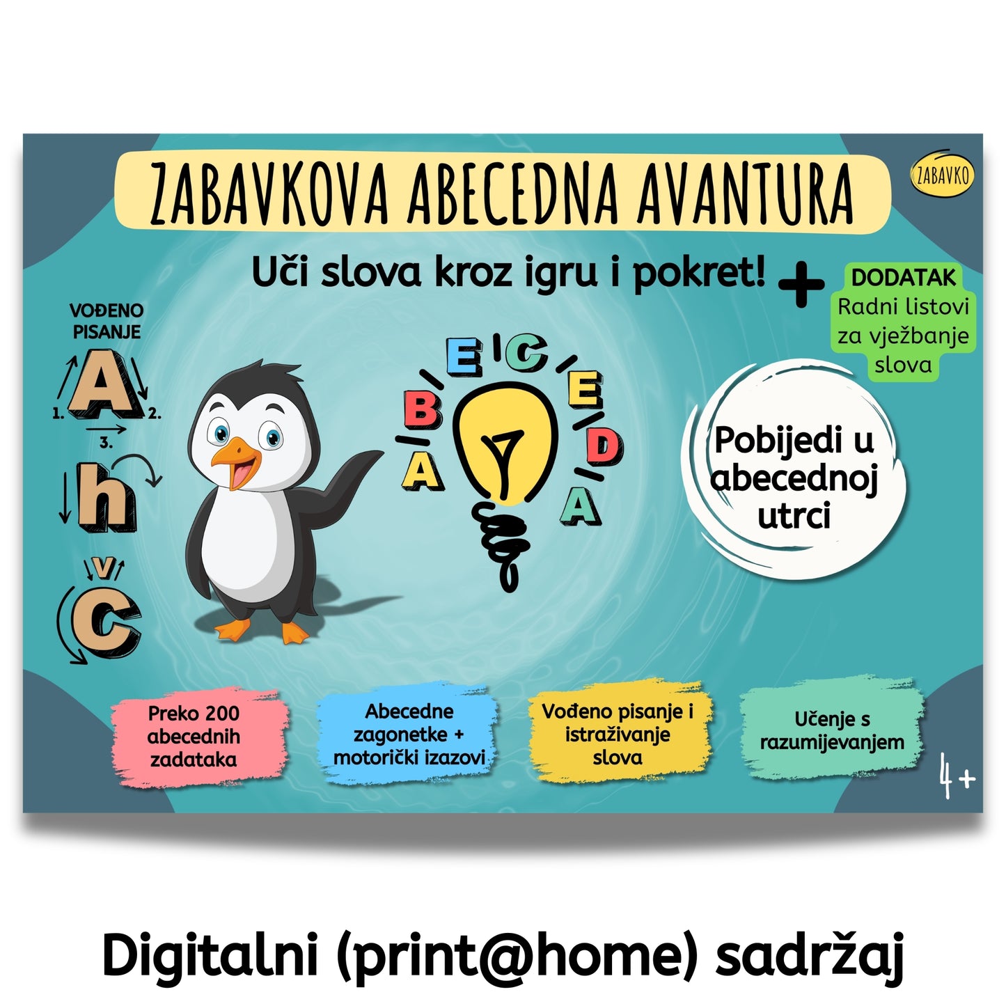ZABAVKOVA ABECEDNA AVANTURA - Društvena igra za učenje slova kroz igru, pokret i otkrivanje