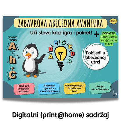 ZABAVKOVA ABECEDNA AVANTURA - Društvena igra za učenje slova kroz igru, pokret i otkrivanje